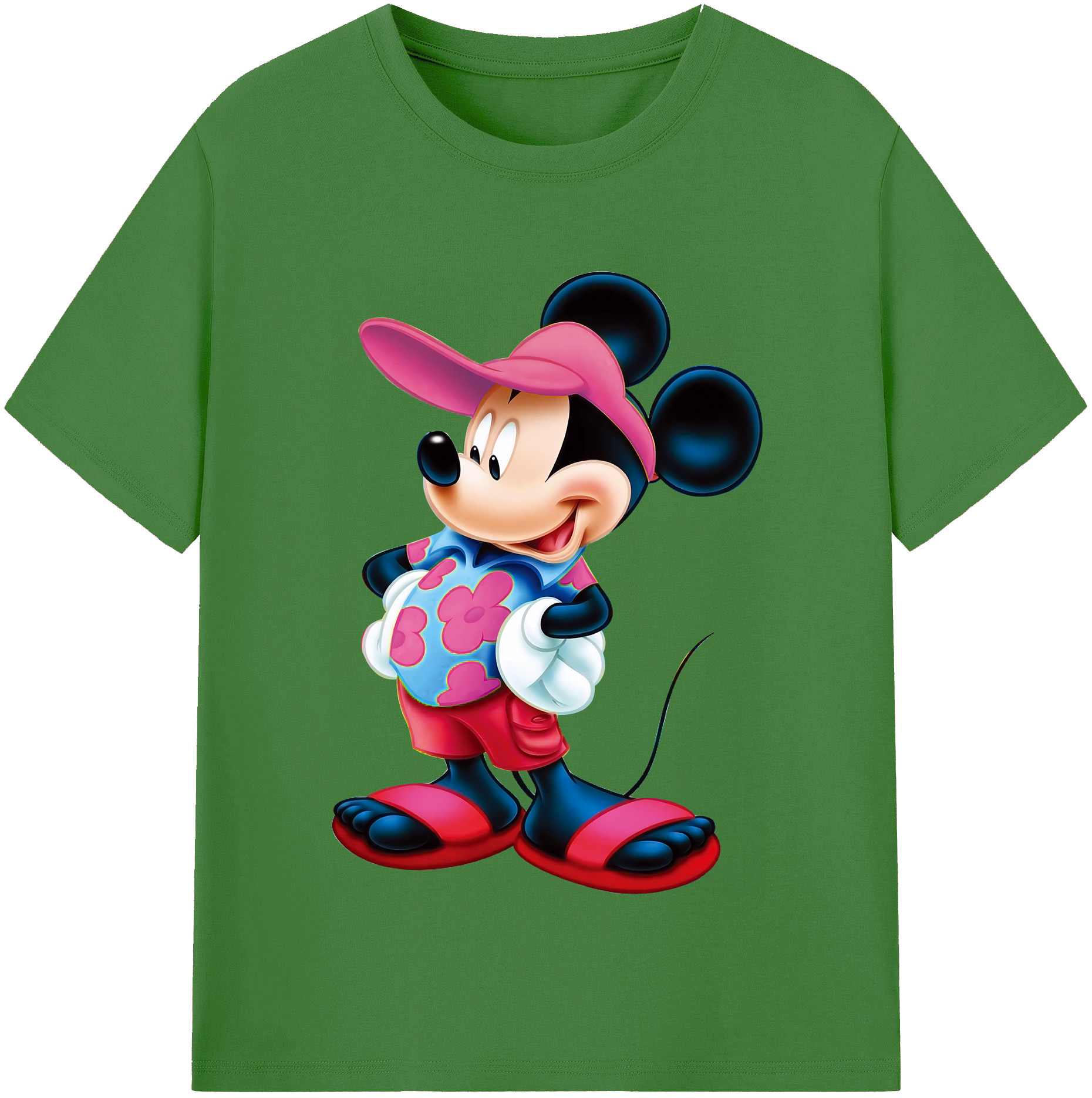 （画像用） ミッキーマウス Mickey Mouse レディースカジュアルプリントTシャツ（綿100％）